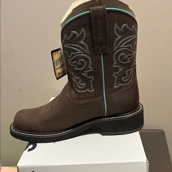 Ariat Brown Boots with Turquoise Accents - Picture 2 of 5